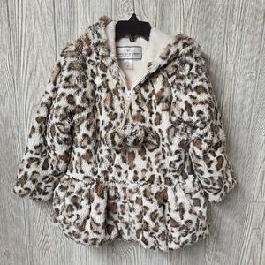 American Widgeon Full Zip Leopard Print Faux Fur Hooded Jacket Kids Size 4T